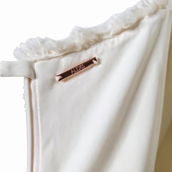 Alexis Rasa Dress Natural Ivory Midi Tiered Fringe Size L - Picture 4 of 12